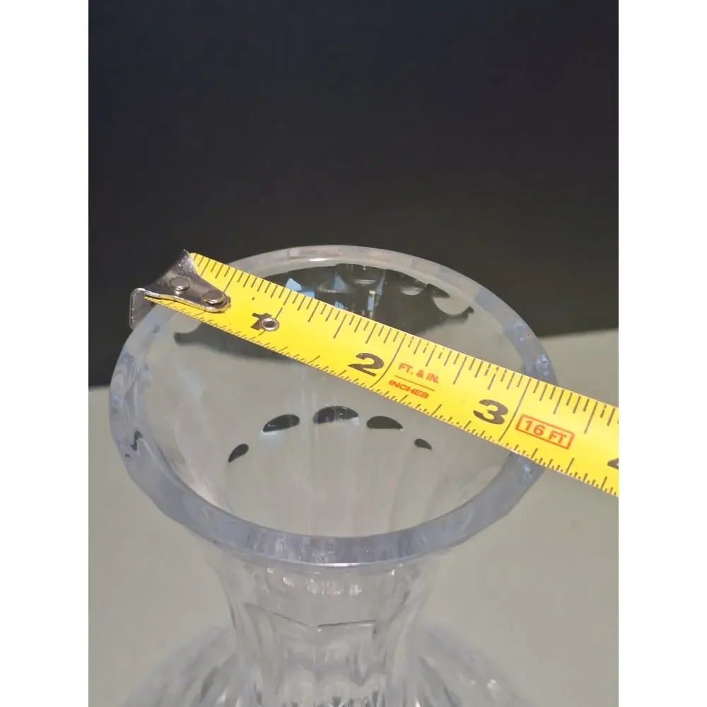 Vintage Cut Crystal Vase Floral Etched Pattern Flared Rim Clear Glass 10”